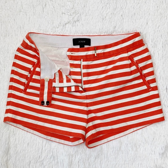 J. Crew Textured Orange White Stripe Shorts - Picture 5 of 10